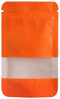 Kraftpapierbeutel ORANGE, 140 x 85 mm, mit Sichtfenster, VE50 