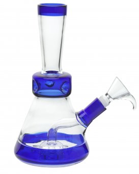 Glass bong, BLUE, drum perculator, approx. 20cm 