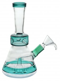 Glass bong, TEAL, drum perculator, approx. 20cm 