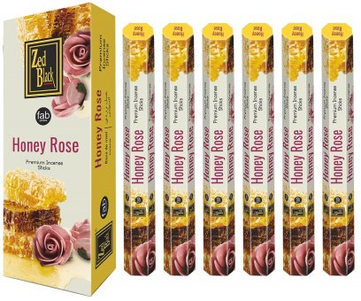 Incense, Zed Black, HONEY ROSE, 6 packs of 20 pieces 