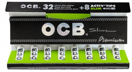 OCB Premium KS Slim schwarz mit 8 ACTIV'Tips Slim pro Heftchen, VE20 