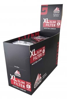 GIZEH Black XL Slim Filter-20pc-each100 Filter-6mm Ø 