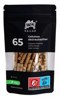 Kailar cellulose and activated carbon filter pack of 65, UNBLEACHED, 5.9 mm Ø  