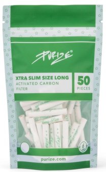 PURIZEactivated carbon filte, 1 x 50 into bag, EXTRA LONG SIZE, 40mm long, 6mmØ, white 