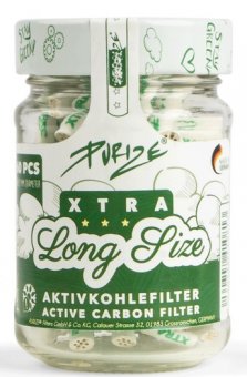 PURIZE Aktivkohlefilter, 1 x 60 im Glas, EXTRA LONG SIZE, 40mm lang, 6mmØ, weiß 