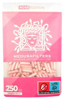 MEDUSA Aktivkohle- und Zellstoffilter 250 Stück, 6 mm Ø Slim ROSE 