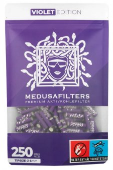 MEDUSA Aktivkohle- und Zellstoffilter 250 Stück, 6 mm Ø Slim VIOLET 