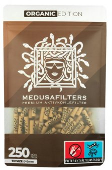 MEDUSA Aktivkohle- und Zellstoffilter 250 Stück, 6 mm Ø Slim ORGANIC 