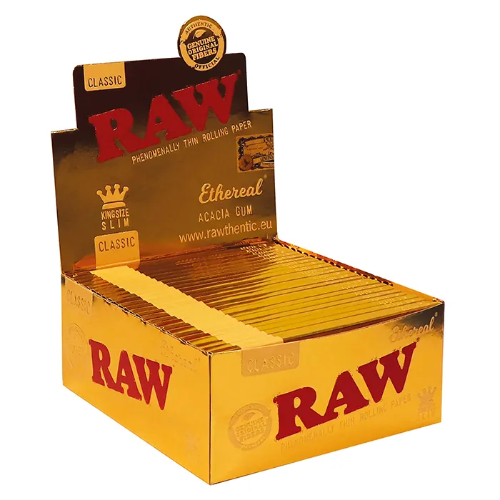 RAW KS Slim Papers “GOLD”, VE50, 32 Leaves-ZI51GOLD-Raw_1.webp