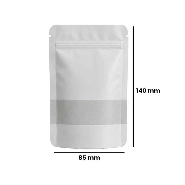 Kraft Paper Bag, 140 X 85 mm, VE 50, White-KP1WT-Bam Bam Bhole_2.webp