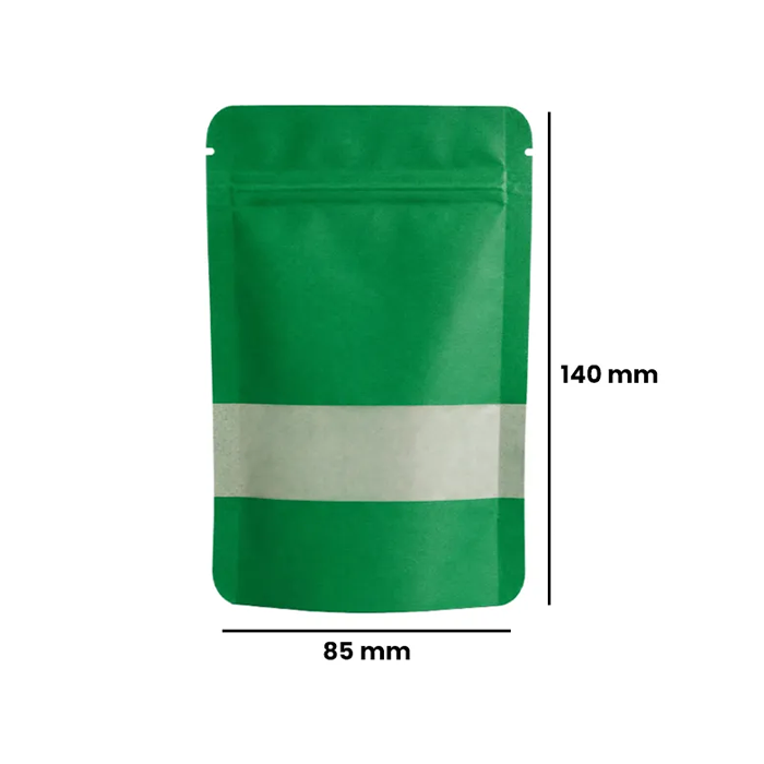 Kraft Paper Bag, 140 X 85 mm, VE 50, Green-KP1GR-Bam Bam Bhole_2.webp