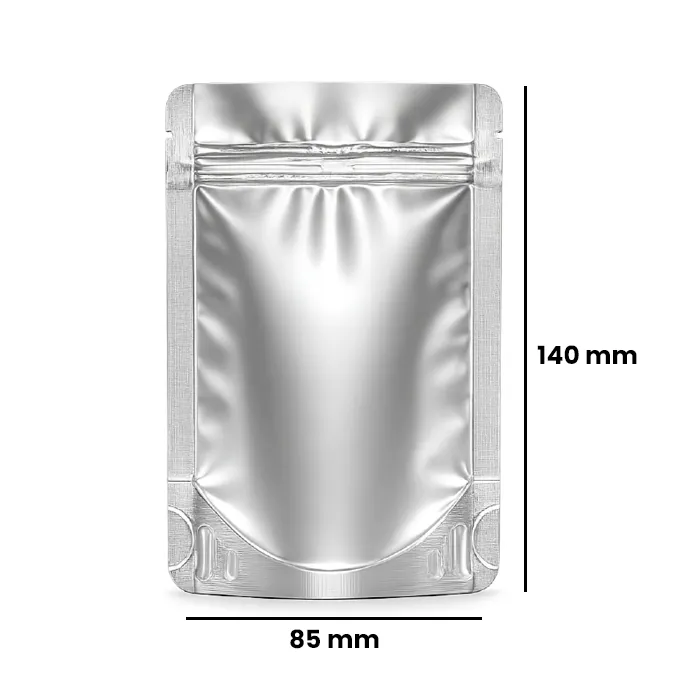 Mylar Bag 140 X 85 Mm, PU50, Silver-MB14085SL-Bam Bam Bhole_2.webp
