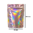 Mylar Bag 140 X 85 Mm, PU50, PINK HOLOGRAPHIC-MB14085RSHOL-Bam Bam Bhole_2.webp