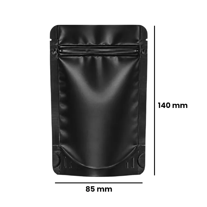 Mylar Bag 140 X 85 Mm, PU50, Matte Black-MB14085MBK-Bam Bam Bhole_2.webp