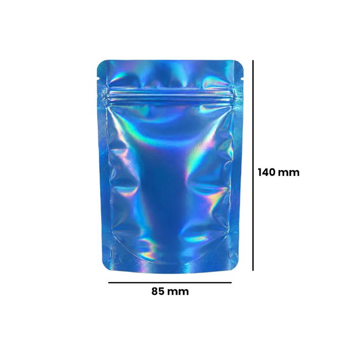 Mylar Bag, 140 X 85 mm, VE 50, Blue Holographic-MB14085BLHOL-Bam Bam Bhole_2.webp