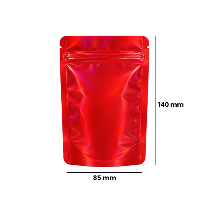 Mylar Bag, 140 X 85 mm, VE 50, Red Holographic-MB14085RDHOL-Bam Bam Bhole_2.webp