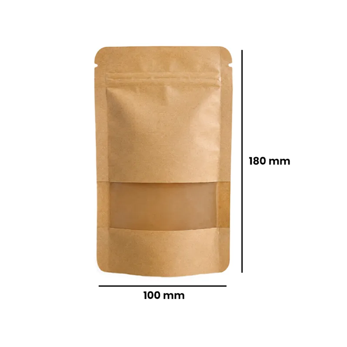 Kraft Paper Bag, 180 X 100 mm, VE 50, Brown-KP2BR-Bam Bam Bhole_2.webp