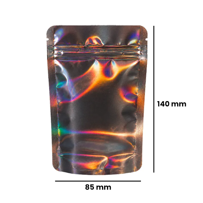 Mylar Bags 140 X 85 Mm, Pack Of 50, Black Holographic-MB14085BKHOL-Bam Bam Bhole_2.webp