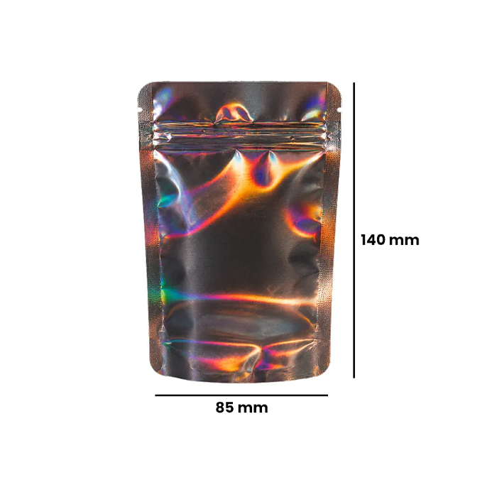 Mylar Bag, 140 X 85 mm, VE 50, Black Holographic-MB14085BKHOL-Bam Bam Bhole_2.webp
