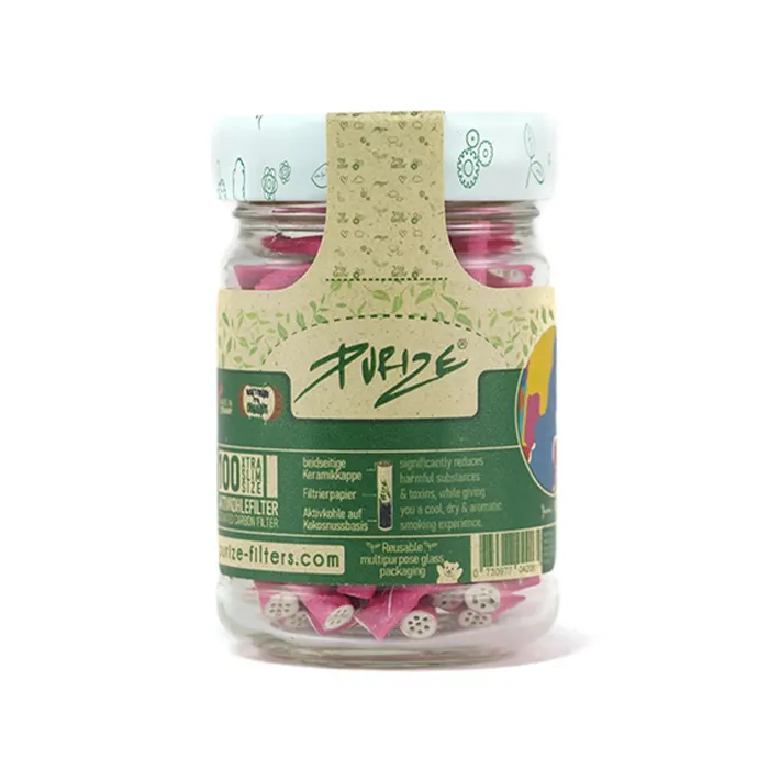 PURIZE Activated Charcoal Filters, Glass Jar, 5.9 mm Ø, VE 100, Pink-ZU9SX100P-Purize_4.webp