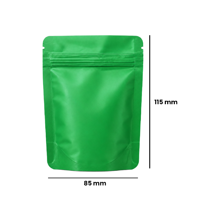 Mylar Bag 115 X 85 Mm, PU50, Matte Green-MB11585MGR-Bam Bam Bhole_2.webp
