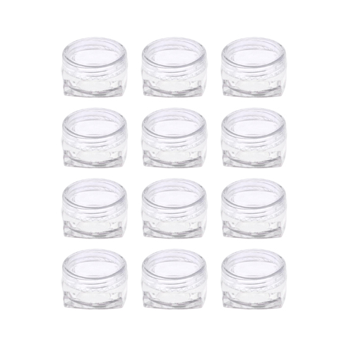 Acrylic Square Jar Transparent Cap  5gm, 12 Pcs