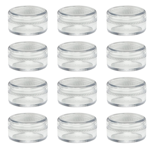 Acrylic Round Jar Transparent cap 5 gm, 12 Pcs