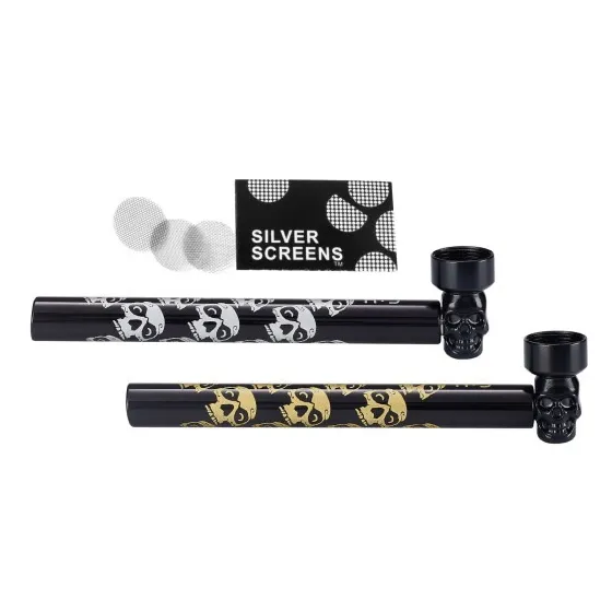 Champ High Skull Glass And Metal Pipe, 12.5cm-MP78-Champ High_3.webp