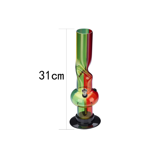 [A132] Acrylbong, 32cm Höhe, Twisted Rasta, Geschenkbox