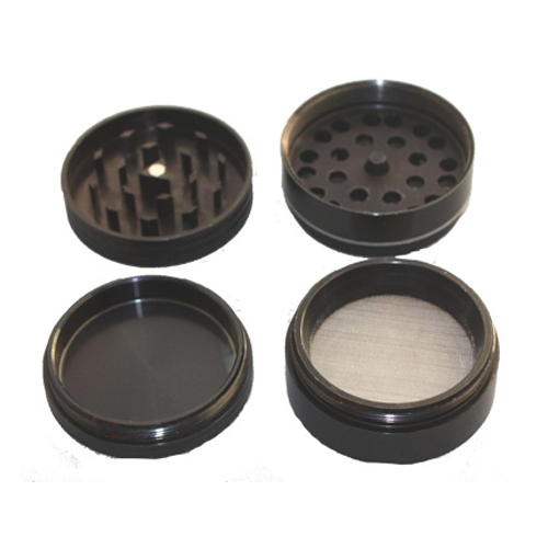 [WN54S] Aluminum Grinder BLACK, 50 mm Ø, 4-piece, Sieve, CNC