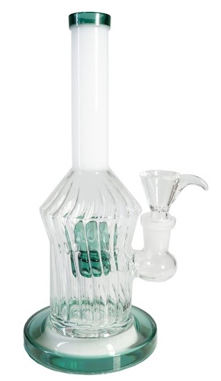 Blue-Green Twisted Bong with Percolator, 20 cm