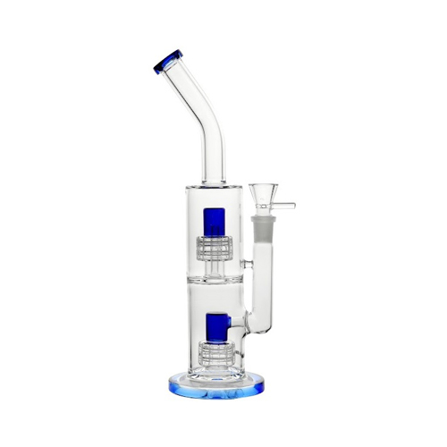 [SSC10133BL] Blue Bong, Double Shower Percolator Bong, 30 cm