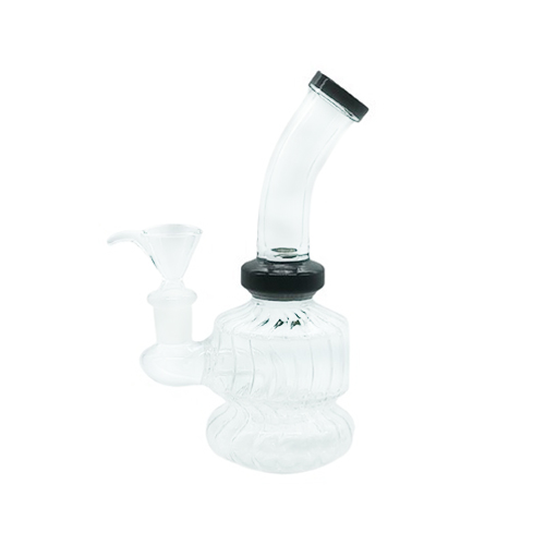 [SSC10135BK] Bong, Black Style, With Twisted Interior, 15 cm