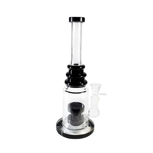 Bong, black, Triple Ring Straight Bong with, 25cm