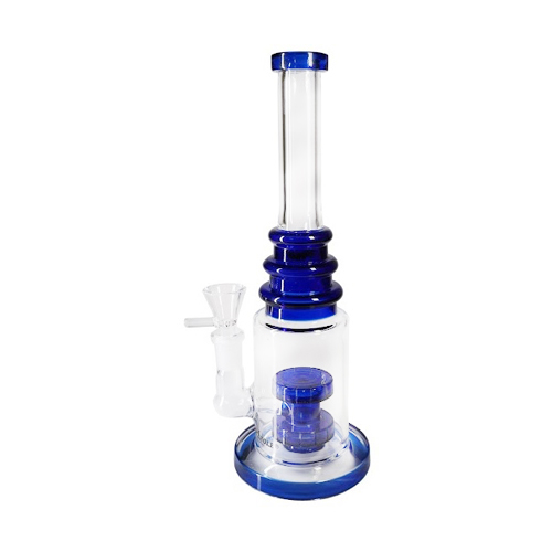[SSC10137BL] Bong, blue, Triple Ring Straight Bong with, 25cm