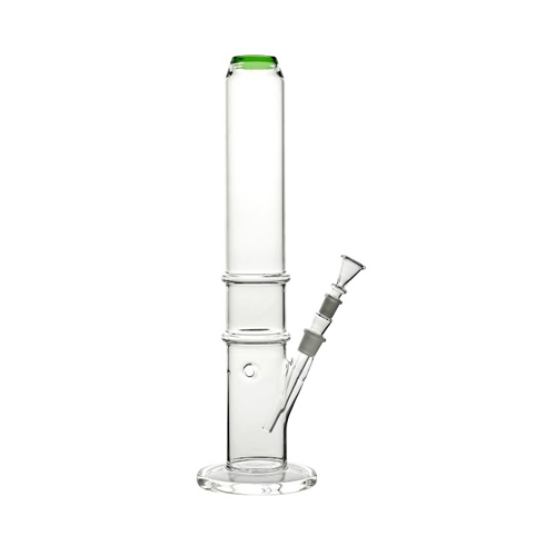 Dicke Bong mit Kickloch, grüner Rand, 45cm