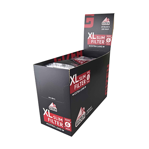 [ZI4FBL] GIZEH Black XL Slim Filter, VE20 Of 100 Pieces