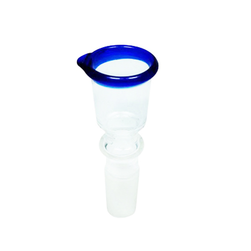 [EK4KB] GLAS-Steckkopf-14.5er-Zylinder-klein-blauer Rand
