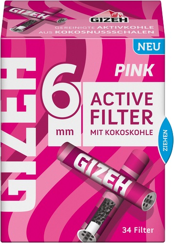 [ZU4S-PI] Gizeh ACTIV Filter Slim 1x34, PINK, 6mmø