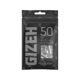 [ZU4BLACK] GIZEH Activated Charcoal Filters Slim, 6 mm Ø, VE 50, Black