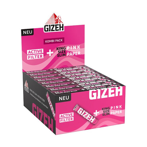 [ZI4XPNK] Gizeh King Size Slim Pink + Active Filters, 16