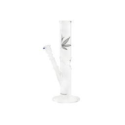 [GW37K] Glass Bong With Leaf, 33cm, Ice, 14.5 mm Plug-in System.