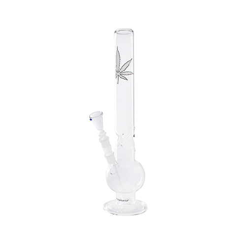 Glass Bong With Leaf, 50mm Ø, 44cm, Ice, 18.8mm