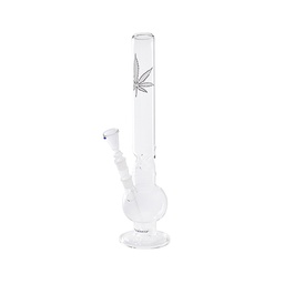 [GW38] Glass Bong With Leaf, 50mm Ø, 44cm, Ice, 18.8mm
