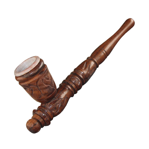[MS9] Wooden Pipe, approx. 17 Cm, Soapstone Downstem