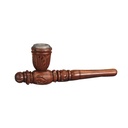 Wooden Pipe - approx. 14 cm - Soapstone Downstem