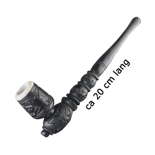 Wooden Pipe - Dark - Screw-on - Soapstone Downstem - 20 cm