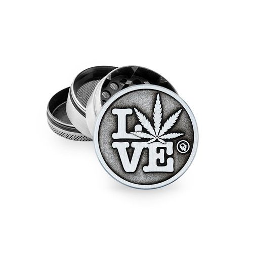 Metall Grinder, 420 LOVE, 50mmØ, 4-teilig, Sieb