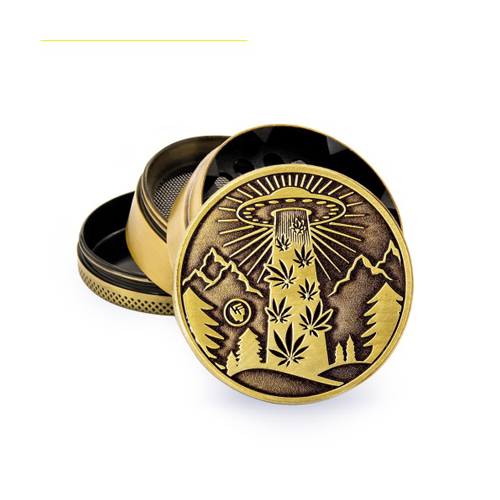 [WNC54UGO] Metal Grinder, 420 UFO GOLD, 50mmø, 4-part, Sieve