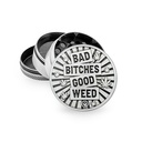 Metall Grinder, BAD BITCHES, 50mmØ, 4-teilig, Sieb